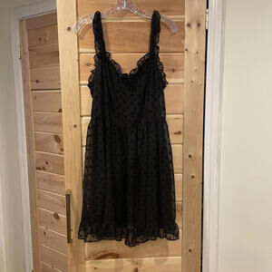 Royal Bones Black Ruffle Trim Dress with Skull Pattern, XL